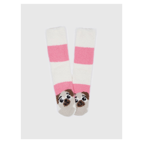 Bielo-ružové dámske pruhované ponožky GAP