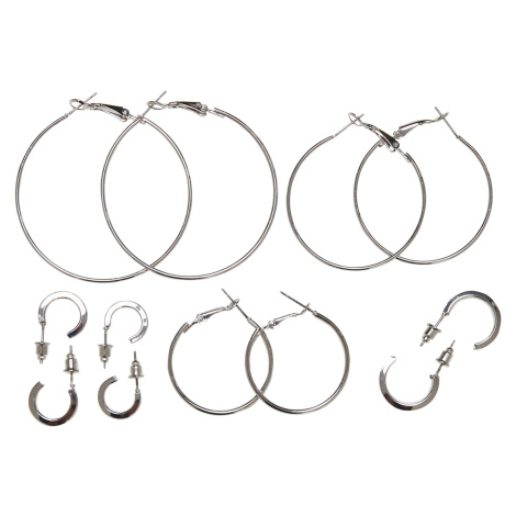 Basic hoop earrings 6-pack - silver color Urban Classics