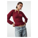 Trendyol Burgundy Window/Cut Out Detailed Knitted Blouse with Accessories