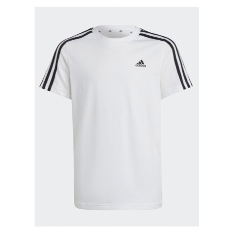 Adidas Tričko Essentials 3-Stripes Cotton T-Shirt IC0605 Biela Regular Fit