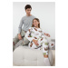 Trendyol Men's Gray Regular Fit Tiger Patterned Couple Knitted Pajama Set