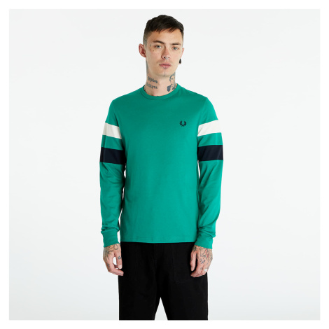 Tričko FRED PERRY Panelled Sleeve LS T-shirt Fred Perry Green