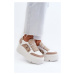 Women's Zazoo leather sneakers on a massive beige-white sole