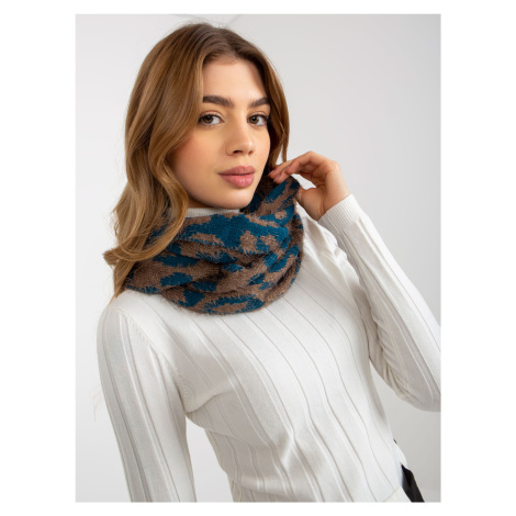 Women's winter scarf with patterns - blue