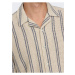 Béžová pánska pruhovaná košeľa s krátkym rukávom ONLY & SONS Trev
