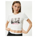 Koton Printed Crop T-Shirt Short Sleeve Crew Neck Cotton