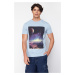 Trendyol Blue Galaxy Printed Regular Cut T-Shirt