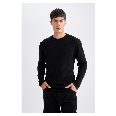 DEFACTO Relax Fit Crew Neck Collar Inside Combed Cotton Knitwear Sweater