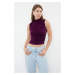 Trendyol Plum Zero Sleeve Gathered Fitted / Body-Sitting Stretchy Knitted Blouse