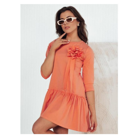 Dámske oranžové šaty s kvetom DStreet