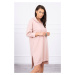 Hooded dress with a long back in dark powder pink