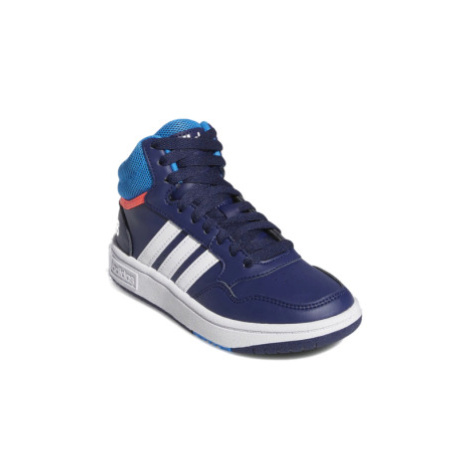 Juniorská rekreačná obuv ADIDAS Hoops 3.0 Mid K dark blue blue rush turbo