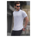 Madmext Men's White Regular Fit Polo Neck T-Shirt 6105