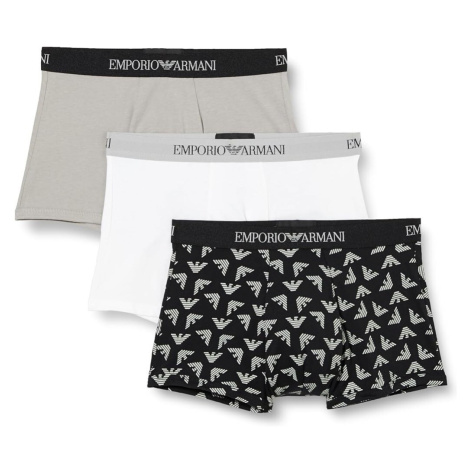 Pánske boxerky 111625 4R722 18111 sivá/biela/potlač - Emporio Armani