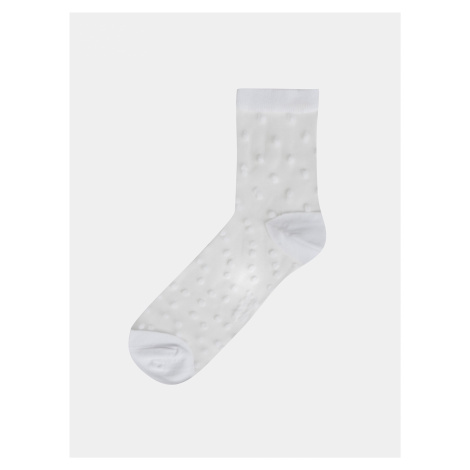 Biele dámske bodkované silonkové ponožky Bellinda TRENDY SOCKS