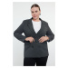 Trendyol Curve Premium Anthracite Double Breasted Closure Removable Belted Woven Jacket