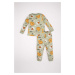 DEFACTO Baby Boy Safari Patterned Long Sleeve Top Long Bottom Cotton Pajama Set