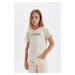 DEFACTO Girls Crew Neck Text Printed Short Sleeve School T-Shirt