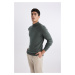 DEFACTO Dark Khaki Slim Fit Slim Fit Half Turtleneck Knitwear Sweater