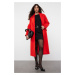 Trendyol Red Pocket Detailed Woolen Regular Coat