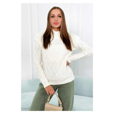 Sweater with decorative weave ecru