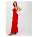 Dámske šaty s prekríženými ramienkami maxi večerné SHENA červené