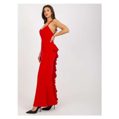 Dámske šaty s prekríženými ramienkami maxi večerné SHENA červené