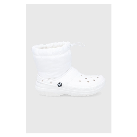 Snehule Crocs Classic Lined Neo Puff Boot biela farba, 206630