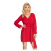 Červené elegantné šaty s viazaním kolo pása pre dámy