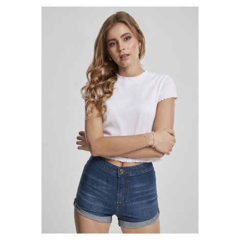 Women's T-shirt with cropped ribs in white Urban Classics