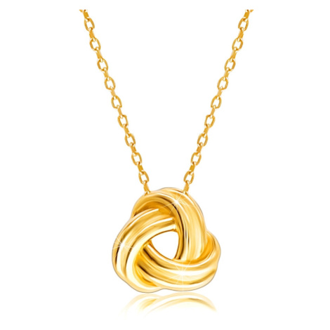 Zlatý náhrdelník 585 - trojitý lesklý pletenec s výrezom v strede