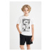 DEFACTO Boy's Crew Neck Printed Short Sleeve T-Shirt