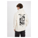 DEFACTO Boxy Fit Hooded Back Printed Sweatshirt