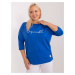 Cobalt blue women's blouse plus size with rhinestones