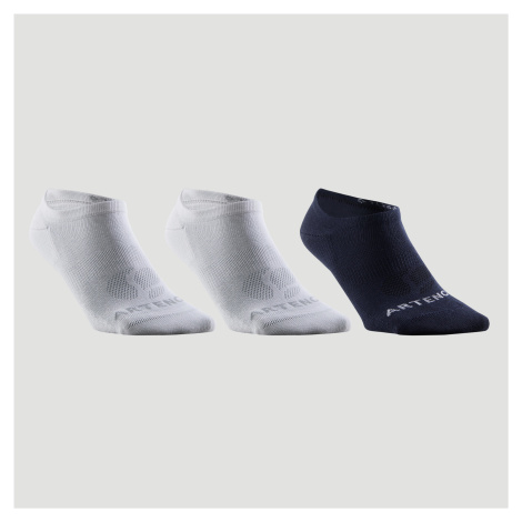 Športové ponožky RS160 nízke 3 páry sivé, biele, tmavomodré ARTENGO