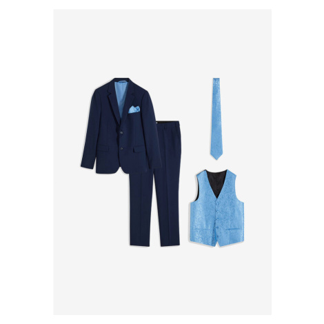 Svadobný oblek Slim Fit (5-dielny): sako, nohavice, vesta, kravata, šatka bonprix