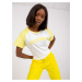 White and yellow T-shirt with cotton print
