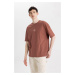 DEFACTO Oversize Wide Pattern Crew Neck Back Printed Short Sleeve T-Shirt