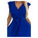 Modré plisované šaty s výstrihom a volánikmi JINNY 374-4