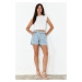 Trendyol Light Blue 100% Tencel™ Pleated High Waist Shorts & Bermuda