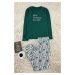 Trendyol Men's Emerald Green Regular Fit Printed Knitted Pajama Set