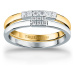 Trussardi Krásny bicolor prsteň z ocele so zirkónmi T-Logo TJAXC41 52 mm