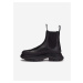 Čierne dámske členkové kožené topánky na platforme KARL LAGERFELD Luna Art Deco Gore Boot