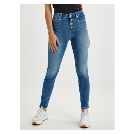 Blue Women Skinny Fit Jeans Guess 1981 Exposed Button - Women