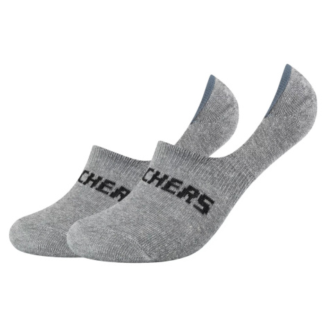 Sivé nízke ponožky - 2 páry Skechers 2PPK Mesh Ventilation Footies Socks SK44008-9300