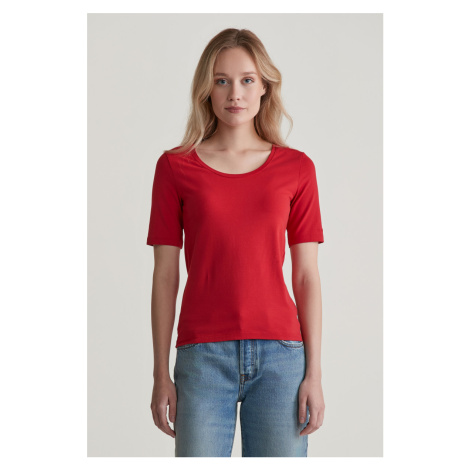 TRIČKO GANT SLIM COT/ELA SS SCOOP NECK TOP RUBY RED