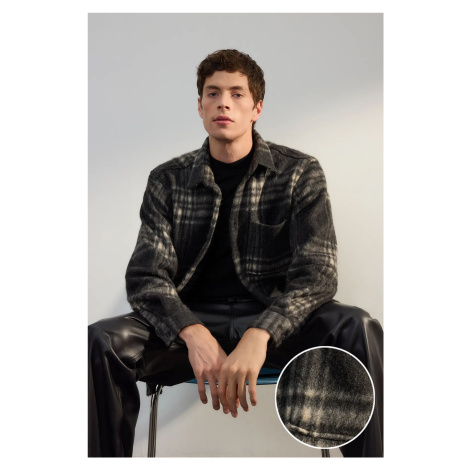 Trendyol Black Oversize Fit Winter Checkered Lumberjack Shirt Jacket