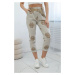 Beige viscose trousers with print