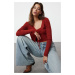 Trendyol Tile Crop Tie Detailed Blouse-Cardigan Knitwear Suit