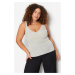 Trendyol Curve Gray Strap Fine Knitwear Glitter Blouse